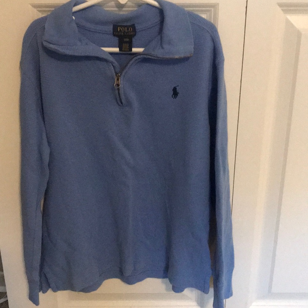 Blue polo quarter zip